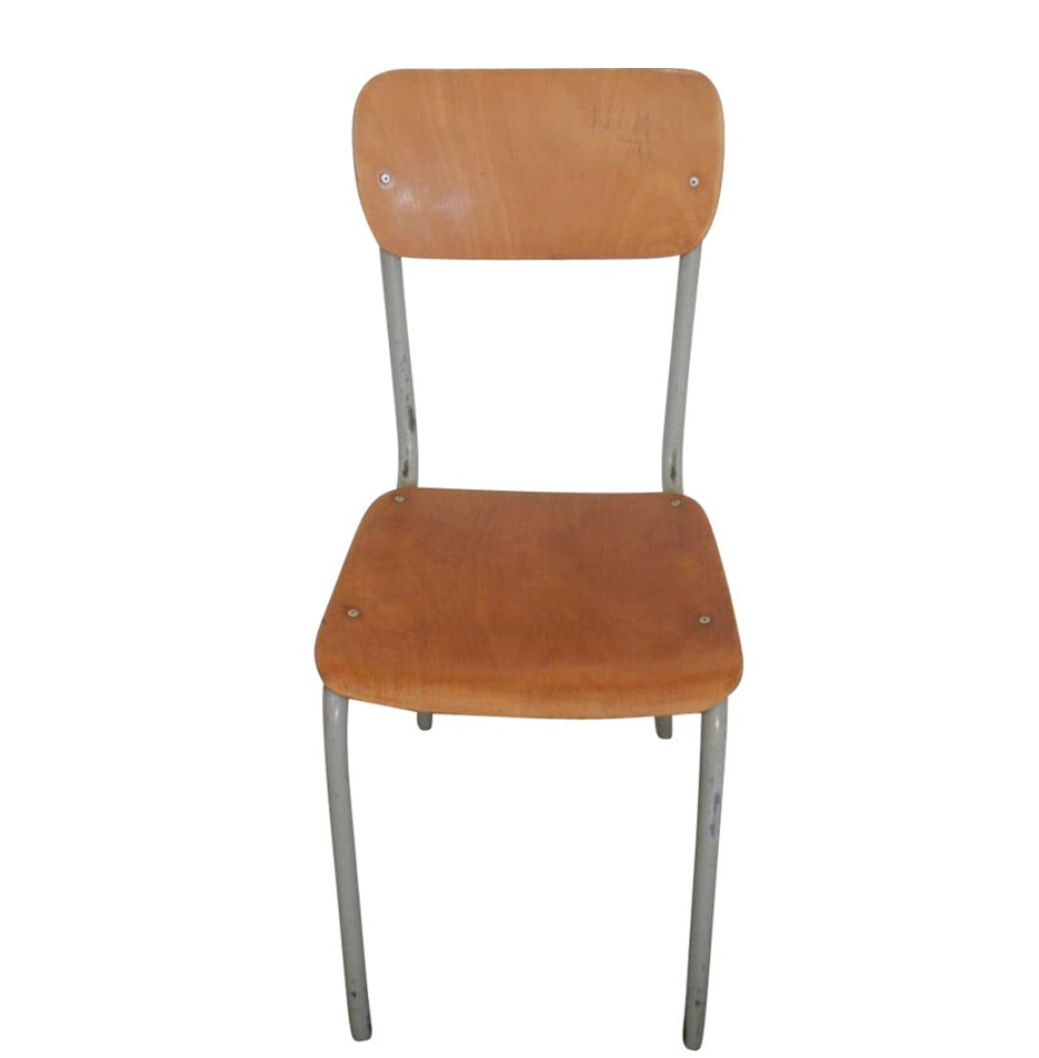 Chaise rétro style écolier avec pieds en luge - Vintage